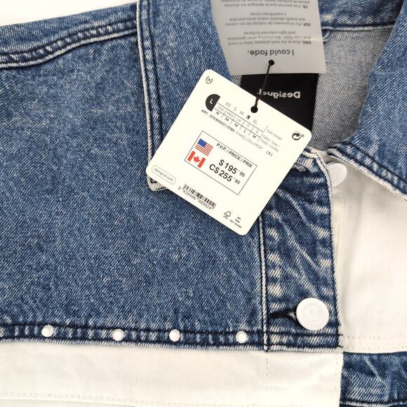 Desigual Striped Patchwork Blue White Denim Chaq Lollypop Jacket - Size M - NWT - Picture 7 of 16